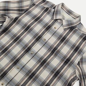 Diesel Flannel Shirt Mens Large Beige Plaid Casual  Designer Quiet Luxury